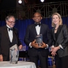 BCIU Award 2017- Kip Forbes, Tony Elumelu, Anne Eisenhower with sculpture by Sergey Eylanbekov