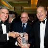 BCIU gala 2013 Ratan Tata, Carlos Slim and Sergey Eylanbekov with the sculpture by Sergey Eylanbekov