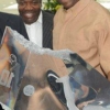 President Ali Bongo and Pelé with the sculpture of Pelé by Sergey Eylanbekov in Gabon 2012